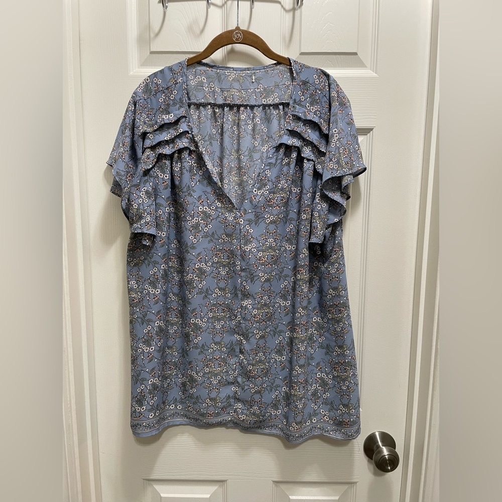 Blue floral blouse